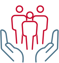 group of people within hands icon