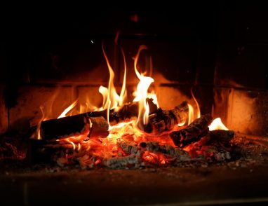 fire in fireplace, fireside